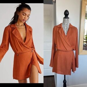 NWT Free People Simone Blazer Wrap Dress. Burnt Orange. Small.